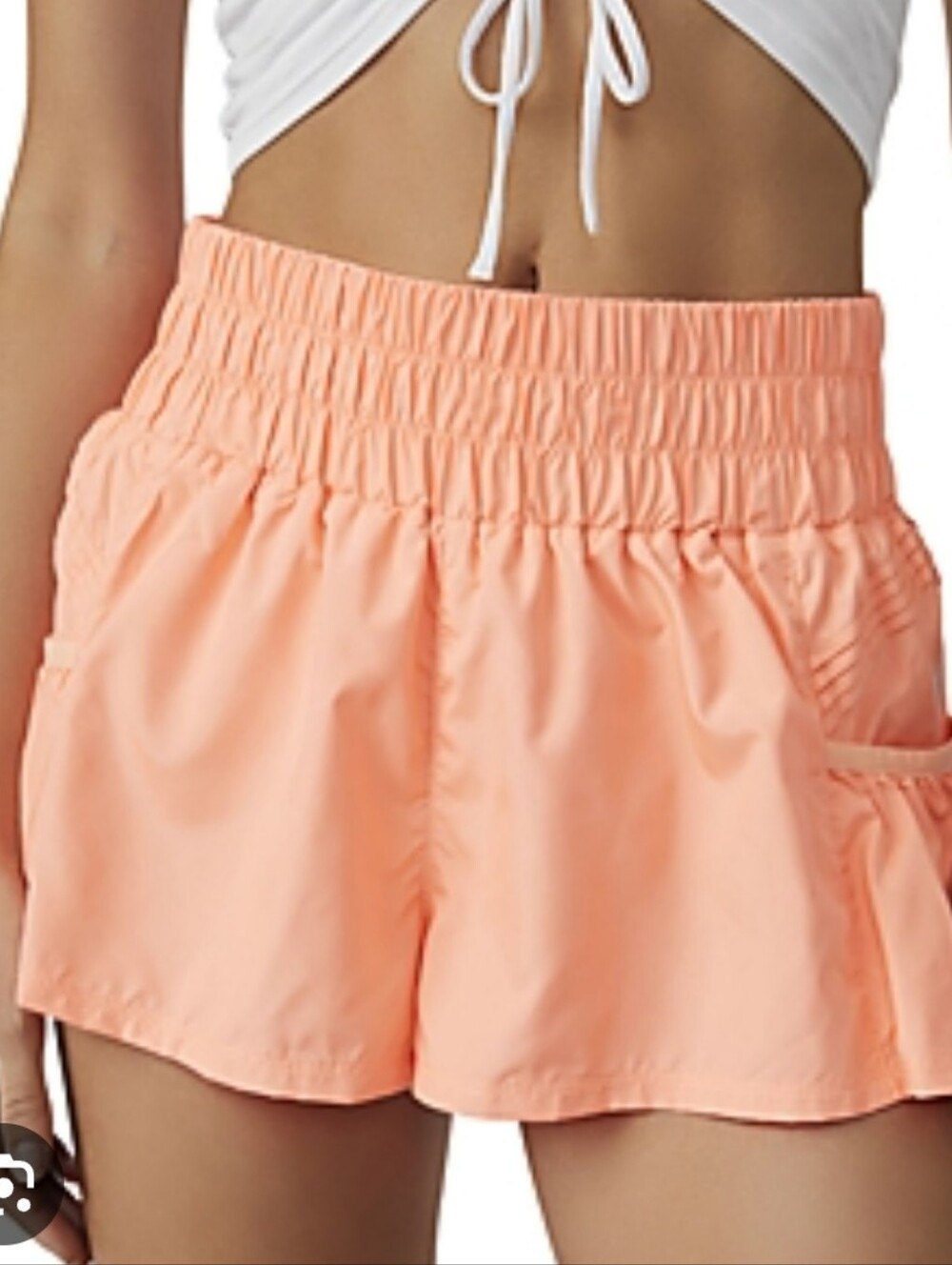 FP Movement by Free People Peach Ruffle-Trim Athletic Shorts